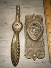 Antique Baldwin Brass Ornate Ice Box Door Latch Plate Escutcheon Plate   Handle