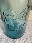 Antique 1923-1933 Blue Aqua Ball Perfect Mason 1 2 Gallon 2 Qt Jar  3 Zinc Lid
