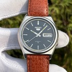 Vintage Seiko 5 Automatic Dress Formal Black Dial Japan Made Men Watch 7009-8760