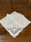 Antique Elegant White Linen Lace Handkerchief Wedding Heirloom     