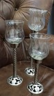 Candle Trio Glass Votive Tealight Holders Stemmed Set Wedding Centerpiece