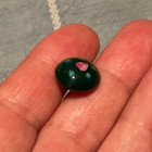 Antique Vintage Dark Green Glass Charmstring Button - Flower Gold Thread - 1 2   