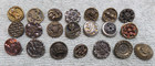 21 Vintage Antique Metal Picture Buttons Floral  4