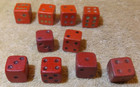 Lot Of 10 Vintage   Antique Red Wood Dice Size 6 Are 1 2  And 4 Are 9 16 