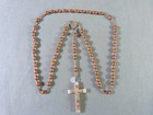 Antique Rosary Wood Beads Crucifix Rosarie Silver Jesus Wood Cross