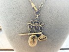 Antique Gold Filled Watch Chain Necklace With Victorian Locket  Fob     t    Bar