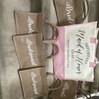 Bridal Party Canvas Tote Bag Set Bride Bridesmaid Maid Honor Pink white rustic
