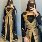 Sale Georgette Moroccan Kaftan Very Fancy Black Abaya Islamic Hand Work Dubai