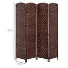 Homcom 4 Weave Panel Room Divider Privacy Folding Screen Diamond Decor Brown