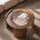 Mid-century Modern Round Coffee Table 31 5-inch Wood And Glass Center Table circ