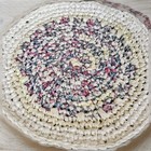 Round Handmade Crocheted 23 Inch Rag Rug White Beige Pink Purple Green New