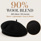 Black Wool Beret Hat Classic French Style Soft Warm Unisex Fashion Cap Accessory