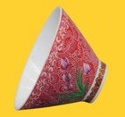 Antique Chinese Porcelain Tea Cup - Rare Red Ground Floral Orchid Sculpture