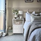 Boluo White Nightstand Charging Station Led Night Stand 2 Fabric Drawers
