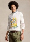 Polo Ralph Lauren White Peace Love  Free Climb Waffle Knit Crewneck Men s Sz 2xl