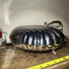 Large Silver Plate Scallop Serving Dish Footed Hinged Covered Beautiful  13   