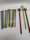 Vintage Cocktail Swizzle Sticks Lot 21 Plastic Drink Stir Stirrers Barware