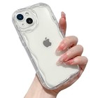 For Case Simple Curly Wavy Frame Design  Silicone Cute Glossy Iphone 13 Clear