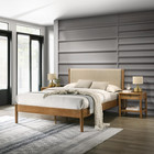 Vichy 3-piece Rubberwood Bedroom Set  Platform Bed With Two Nightstands  Queen  