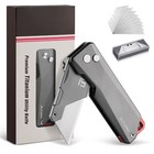 Flissa Advanced Titanium Utility Knife Cnc Unibody Lightweight W 10 Extra Blades