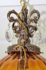 Vintage 10  Mcm Optic Amber Glass Hanging Swag Lamp Fancy Hardware  477 