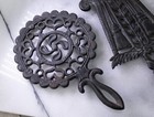 Jzh Cast Iron Trivets Tulip Flower   Grain Tassel Designs 1950s-set Of 2 Vintage