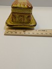 Vtg Textured Sunburst Yellow And Honey Glaze Ceramic Butter Dish