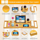 Premium Bathtub Tray Caddy - Bath Tray Bamboo Expandable - Bath Tub Tray Table