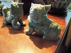 Usa Seller Vintage Blue Gray Green Stone Statue Foo Dogs Lion Pair Dragon Carved