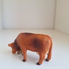 Vintage Bullyland Hard Rubber Cow With Bell Farm Animal Germany Mini Small Brown