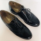 9 D Mens Vintage Black Leather Wing-tip Oxfords Shoes