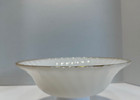 Anchor Hocking Swirl Serving Bowl 8 25  White Milk-glass 22k Gold Trim Vntg 1965