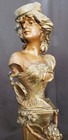Antique Art Nouveau French Women Cupid   s Pair Bronze Spelter Figurines Signed 