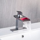 Bathroom Faucet Brushed Nickel Led Waterfall Basin Sink 3-hole Mixer Tap W cover