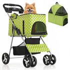 Foldable Pet Stroller Dog Stroller Removable Travel Carrier cup Holder 4 Wheels