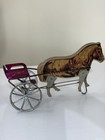 Gibbs Antique Toy Wood Horse And Tin Cart Pony Racer