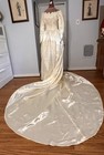 50 s  Ivory Slipper Satin And Lace Wedding Gown  Excellent Condition