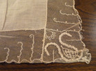 Vintage White Linen  Net Lace Wedding Handkerchief-- 11 