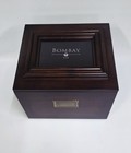 Bombay 4 Album Photo Box Mahogany  4x6 Pic Frame On Top  Brass Name Plate Holder