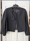 Vtg 90s Cropped Wool Suit Set Size 8 Black Statement Bow Jacket Pencil Skirt Usa
