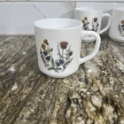 Vintage Arcopal France Milk Glass Coffee Cups Mugs Wildflowers Set Of 3