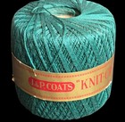Vintage J   P Coats Knit-cro-sheen Mercerized Cotton Thread 175 Yards Teal Green