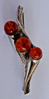 Beautiful Vintage Solid Sterling Silver And Amber Brooch