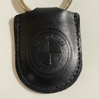 Genuine Vintage Bmw Leather Keyring Fob All Black Rare Oem