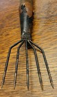 Primitive Vintage Small 5 Prong Fish Spear Gig Metal   Wood Handle