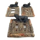 Black Bear Switch Plate Wall Cover Outlet Plug Single Double Toggle Wood Look 
