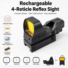 Rechargeable Shake Awake Red green Dot 4 Reticle Reflex Sight For 20mm Picatinny