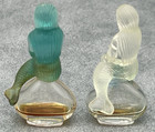  2  Mermaid Topped Miniature Empty Perfume Bottles 2-3 4  Tall Clear   Aqua