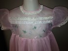 Vintage Girls Pink Sheer Dress Pleats Lace Toddler Child Stitching On Bodice