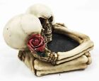 Skull Ashtray With Lovers Rose Figurine Statue Skeleton Halloween